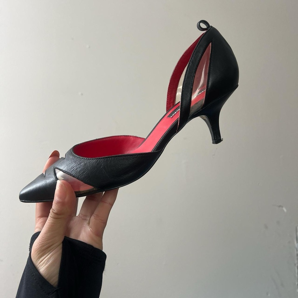 Elegant Black and Red Women's Kitten Heels